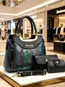 New Colorful Snake Pattern Women's Bag, Fashion Versatile Handbag, Crossbody and Shoulder Bag, Elegant Commuter Mom Bag, All Seasons