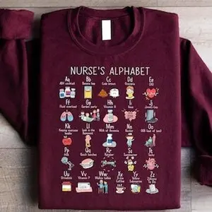Nurse Sweatshirt, Funny Nurse Alphabet T-shirt, Nurse ABCs Shirt, Registered Nurse Tee, Slang Terminologies Nursing Appreciation Gift