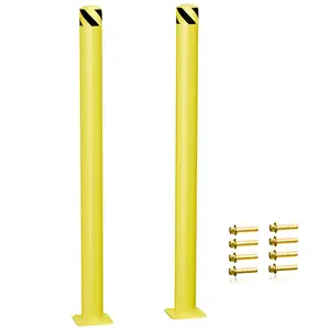 【Yzona】Safety Bollard 48 Inch Bollard Post, 5.5 Inch Diameter Steel Pipe Parking Bollards, Yellow Steel Bollard, Steel Safety Bollard with 8 Anchor Bolts for Pedestrian Protection Parking Lot