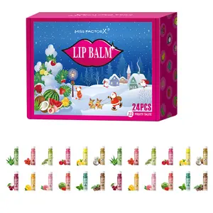 24pcs Lip Balm Set, Lip Moisturizer, Long-Lasting Moisturizing Glossy Finish, Non-Toxic Holiday Gift for Women, Christmas Festival Present