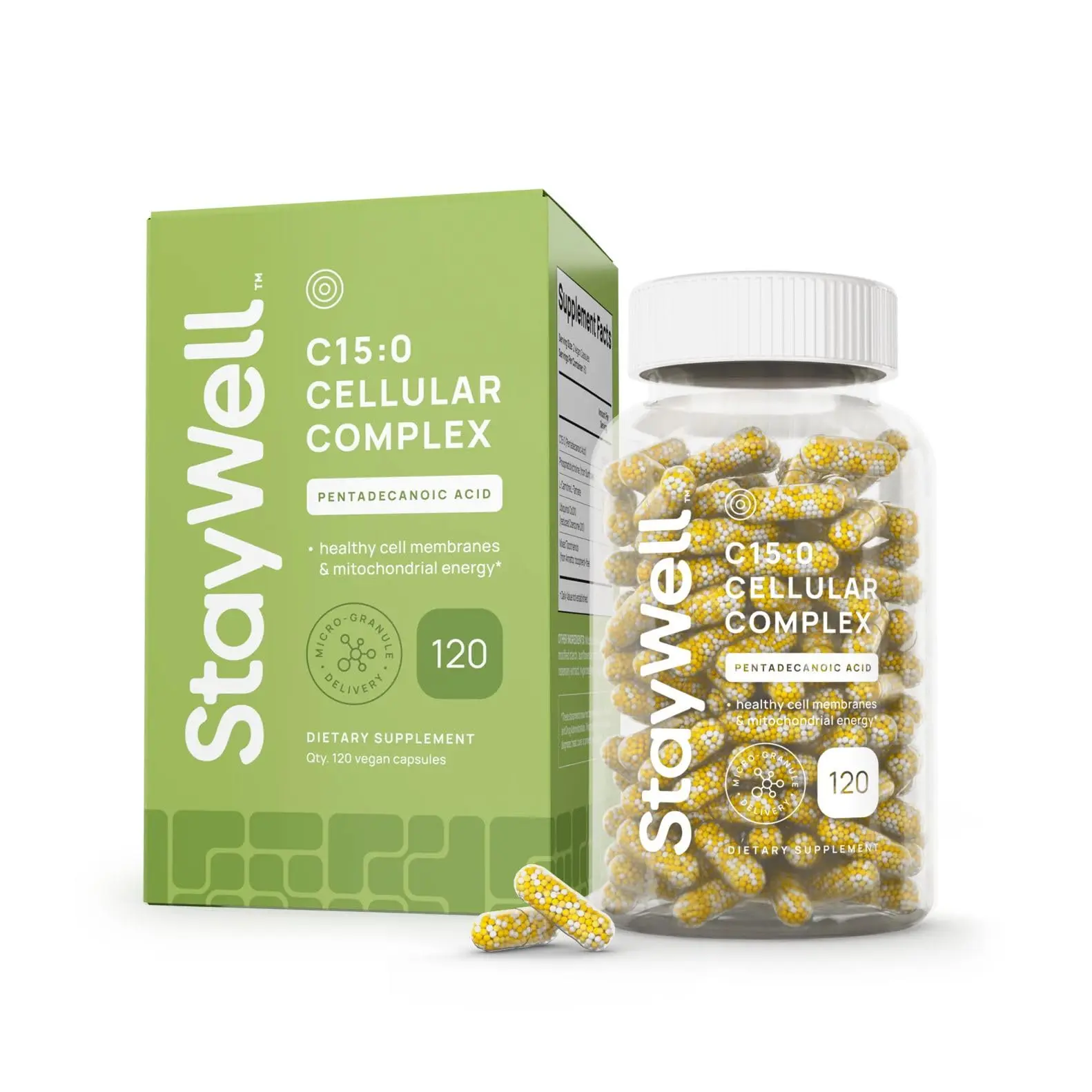 C15:0 Pentadecanoic Acid Supplement | Longevity, Cellular & Membrane Support, Micro-Granule Enhanced Absorption, Phosphatidylcholine, L-Carnitine, Ubiquinol CoQ10 & Tocotrienols – 120ct