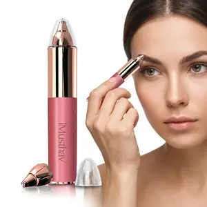 Eyebrow Hair Remover for Women | 18K Gold-Plated Head | 360° LED Light Portable Painless Electric Epilator