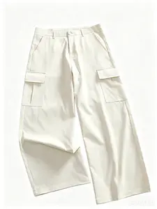 Men's Baggy Cargo Pants - Vintage Polo Fabric, High Street Workwear, Relaxed Utility Fit, Streetwear Style, Oversized Fashion, Functional Pockets, Casual Daily Wear Wide Leg Loose Tactical Trousers (Pair with Sneakers/Shoe)