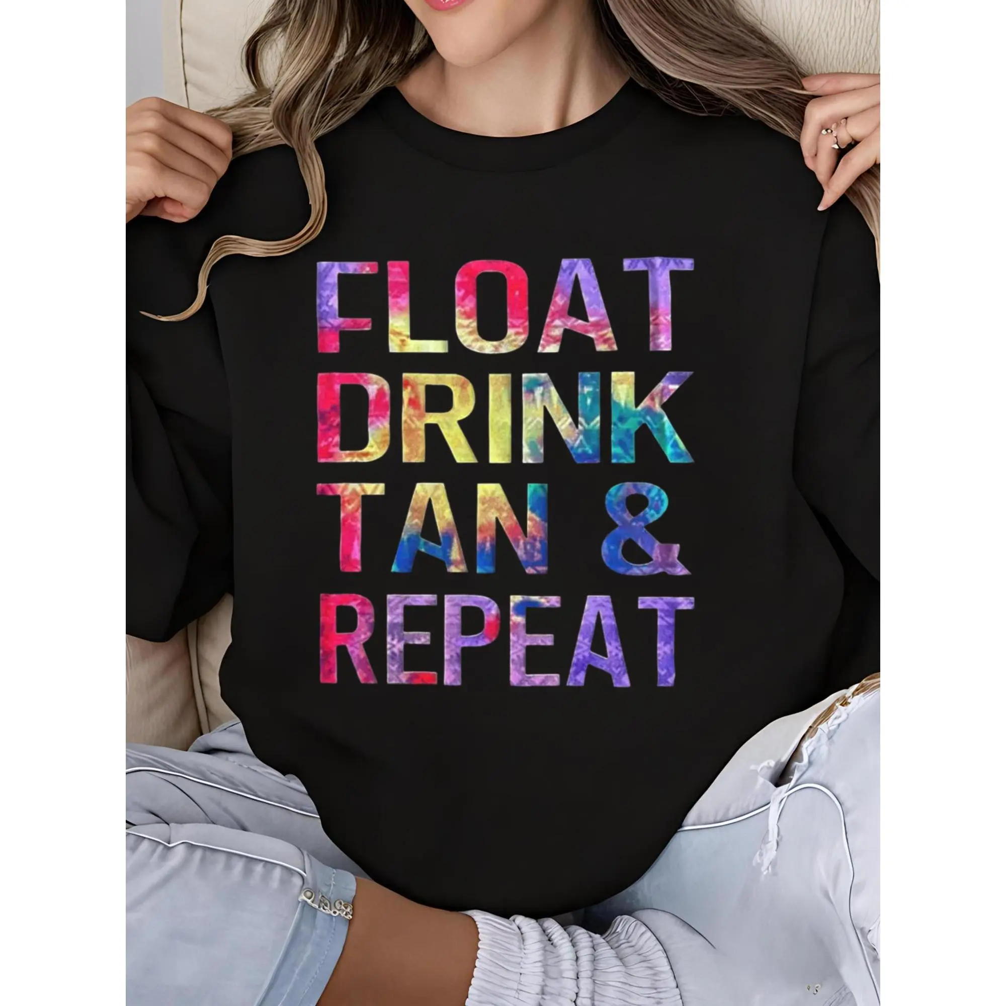 Women's Boho Sweatshirt with Vintage Floral Mandala Print, Soft Cotton Blend Long Sleeve Casual Loose Fit Pullover, Lady