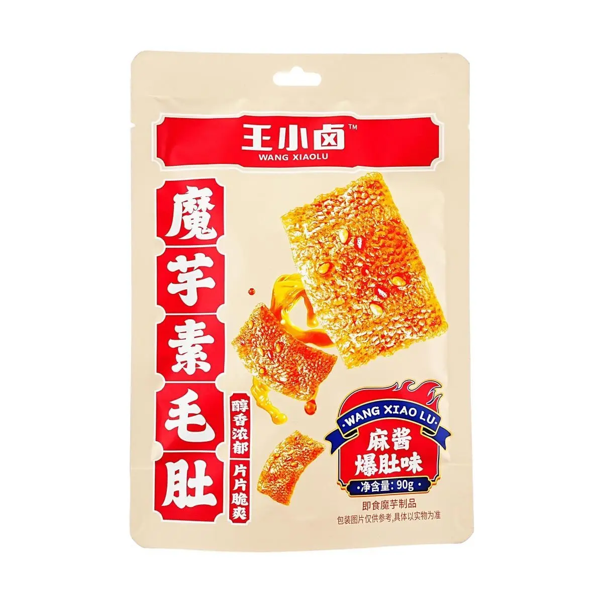 Wangxiaolu Konjac Mock Tripe Spicy Mala Sauce Flavor - Vegan, Gluten-Free Snack, 90g