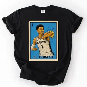 [Sale up to 50%] [Free Ship] Retro Basketball Graphic Tee, El Codazo Vintage Shirt, Spurs Inspired Loteria Style Sports Tee