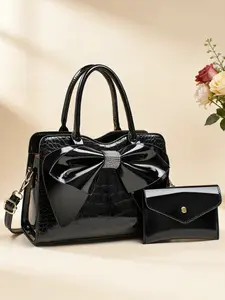 Bow Decorated Women's Handbag, Large Capacity Casual Versatile Shoulder Bag, PU Material, Multiple Colors Available, Mother's Day Gift
