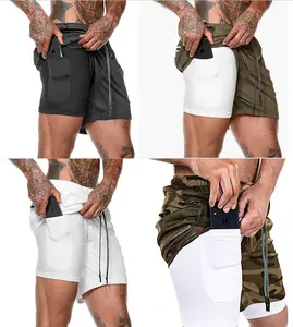 Men's Workout Training Fitness Gym Shorts w Inner Pockets
