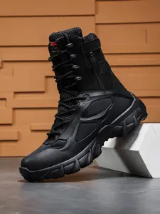 Men's Hiking Boots, Tactical Military Boots, Ultra-Light Breathable High-Top Zipper, Waterproof Anti-Slip Outdoor Shoes, Lightweight Hiking Boots