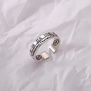 Personality, simple and fashionable Roman numeral open ring trendy punk jewelry