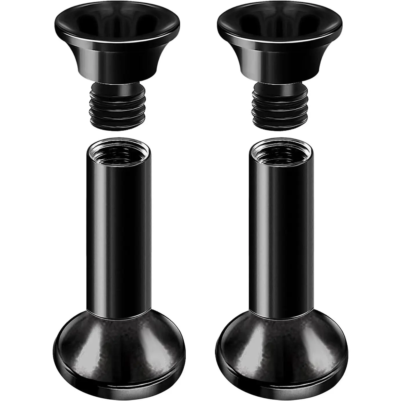 Black PVD Coated Steel Double Flare Internally Threaded Tunnel Plug Ear Stretching Stretcher Piercing 2 count