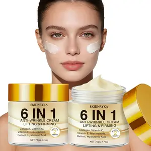 6-In-1 Collagen Morning and Night Cream, containing retinol and hyaluronic acid, moisturizing and firming skin, shrinking pores, oil control, an essential cream for daily facial care, suitable for face, neck, travel wear, skin care gifts, neck cream
