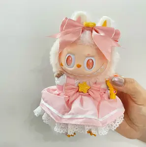 Magical Girl Outfit for La Bu Bu Doll | 6.7" Pink Dress with Bow & Wand | Soft Fluffy Collectible Fashion - Perfect for Fans & Gifts