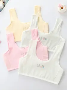 2026 New 4-Piece Set Simple Bowling Print Adolescent Girl Underwear Small Tank Tops, Comfortable and Stylish Youth Clothing