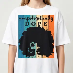 Retro Sunset Afro Silhouette Tee, Black Pride Print, Empowering Summer Daily Wear