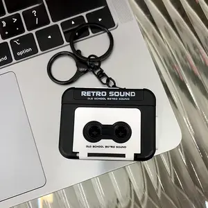 Retro Tape Recorder Keychain Mini Recording Music Box Pendant Keyring Backpack Ornament Birthday Couple Gift Does not apply