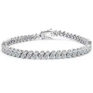 Luxury Marquise Zircon Tennis Bracelet, Copper Inlaid Sparkling Chain with Figure 8 Clasp, Elegant High End Women Jewelry