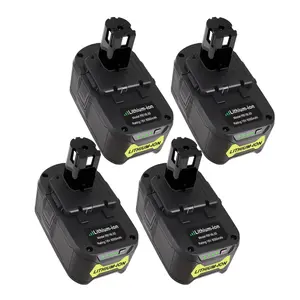 KUNLUN 4 Packs 6.0Ah 18-Volt Replacement Battery for Ryobi 18V Battery ONE+ Plus P108 P102 P103 P104 P105 P107 P109 P122 PBP005 RB18L50 Cordless Power Tools power  tool  batteries drill  battery