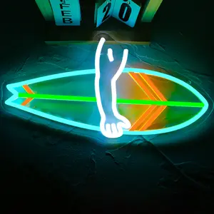 Surfboard Neon Sign Dimmable LED Signs Surfer Light Up Signs for Wall Neon Light