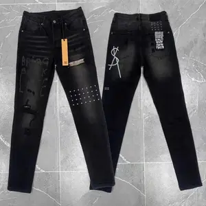 High-end Trend KSUBI Jeans Embroidery Logo Printed Casual Stretch Pencil Pants All-match KSUBI Slim-fit Pants