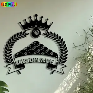 1pc Crown & Bowling Ball Metal Wall Art, Laurel Wreath Custom Name Statue Mural, Intricate Craftsmanship, Perfect for Anniversary, Housewarming Decor, Perfect for Game Room Man Cave Living Room Decor, Ideal Gift for Bowling Enthusiasts.