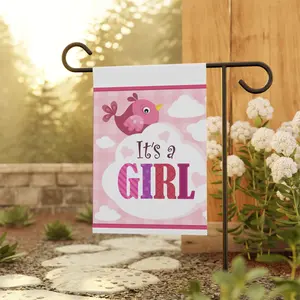 It’s a Girl Garden Banner | Baby Shower Yard Flag, Pink Bird