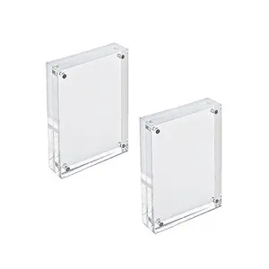 Azar Displays Clear Acrylic Magnetic Photo Block Frame Set with TWO 4x6 size Frames