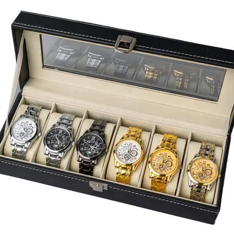 Men's Business Round Analog Watch Set, Men's Watch Set with Box, Fashionable Watches Luxury Watches Wristwatch Set As Gifts, Watches Boxed ,The Design of the Large and Thick Strap Gives a Sense of Beautiful