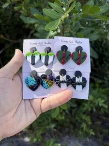 Halloween Movie Heart Clay Dangle Earrings