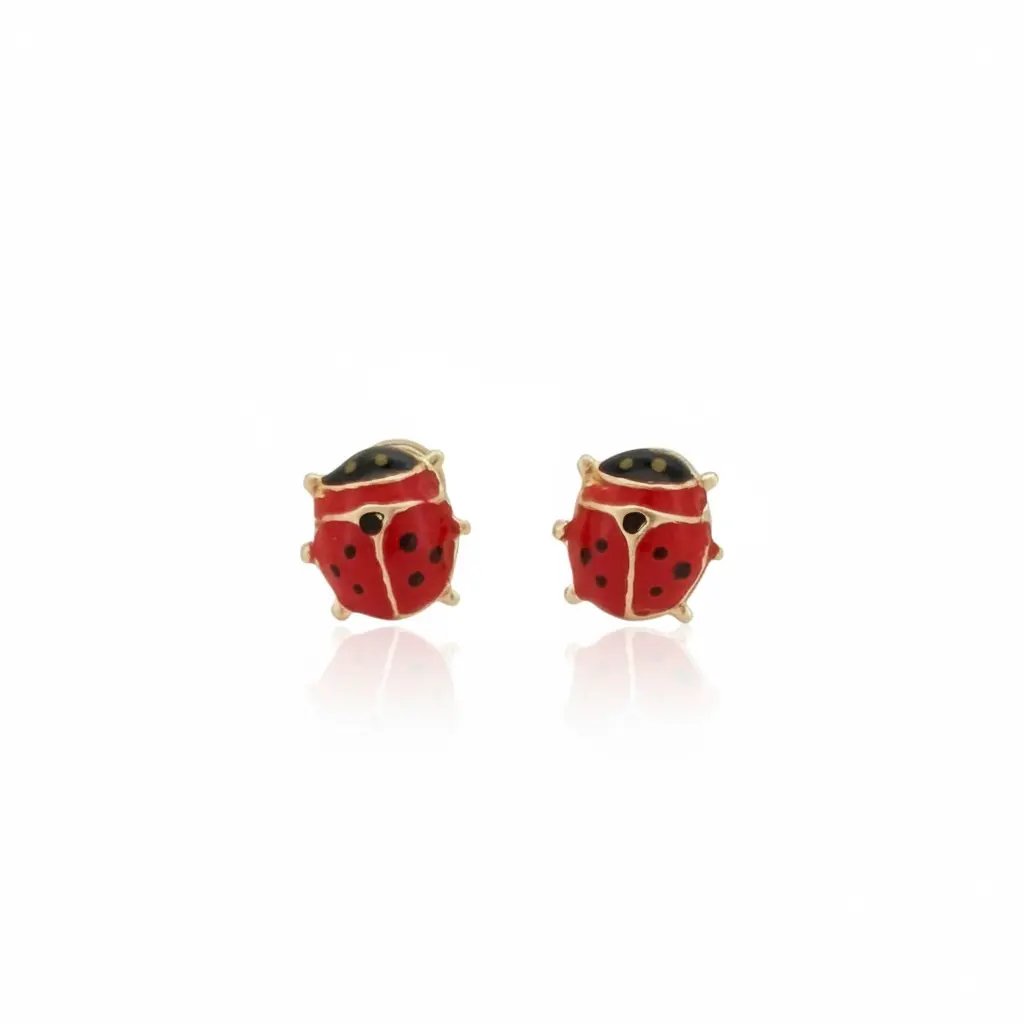 14k Ladybug Earrings in 585/14K Gold with Intricate Design for Casual & Formal Wear