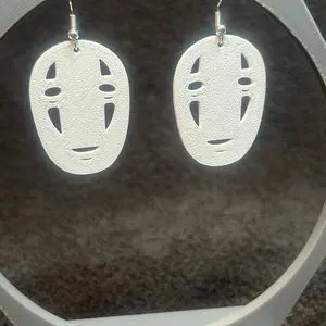 Anime Earrings with Stainless Steel Hooks - White Face Design, Dangle Style, Perfect for Anime Fans