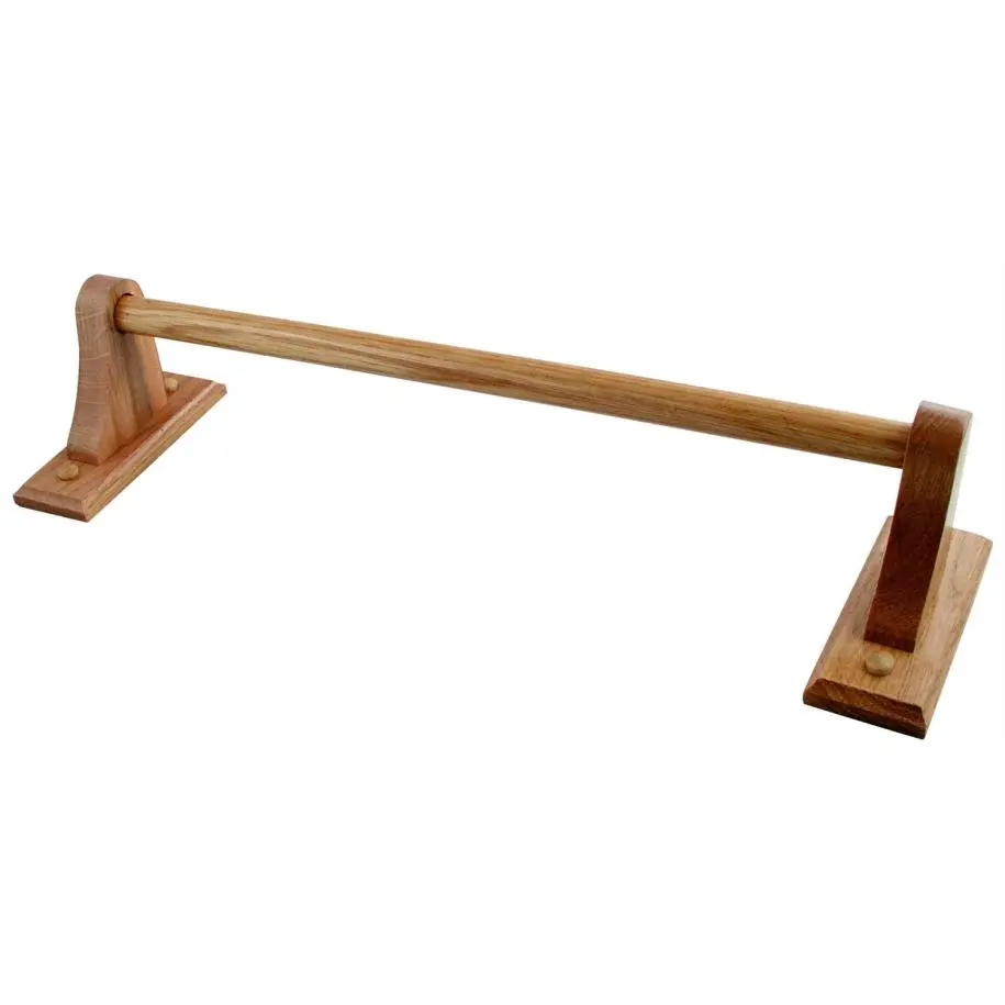 212 MAIN 18 In Traditional Richly Grained Rustic Oak Wood Wall-Mount Towel Bar with Towel Hook (Model 165-9860) - Bathroom Accessory for Linens
