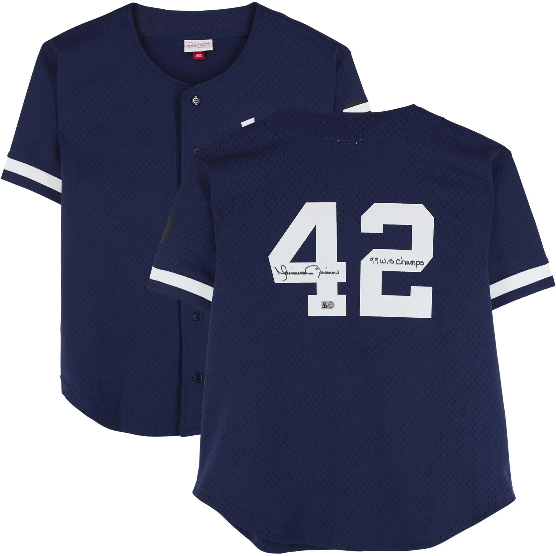 Mariano Rivera New York Yankees Autographed Blue Mitchell & Ness Authentic Jersey with "99 WS Champs" Inscription - Fanatics Authentic Certified