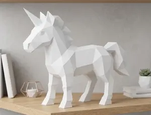 Low Poly Unicorn Statue, Geometric Magical Artistic Decorative Figurine for Home Decor, Home Supplies
