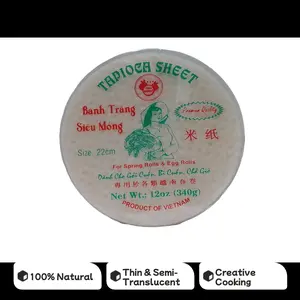 Banh Trang Dat Biet Deo & Ngon **REGULAR** Spring Roll Rice Paper Wrapper (Double Parrot ROSE) 8 1/2", 20 Oz. Vietnamese Foods and Snacks