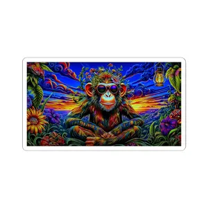 Psychedelic Monkey Kiss-Cut Stickers Funky Laptop Decals, Colorful Water Bottle Stickers, Unique Wall Art, Monkey Lover Gifts