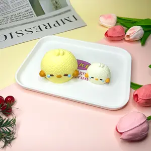 Taba Squishy Chicken Family Buy 1 Get 1 Mini Chick Free Soft Kawaii Stress Toy for Kids & Adults Adorable Yellow & White Design