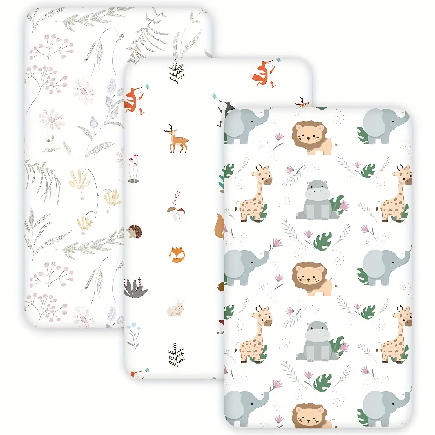 3-Piece Large-Size Baby Fitted Crib Sheets Bedding Supplies, 28x52x8 Inches, Multiple Patterns Available, Fits Mattress Not Included, Ideal for Babies' Comfort