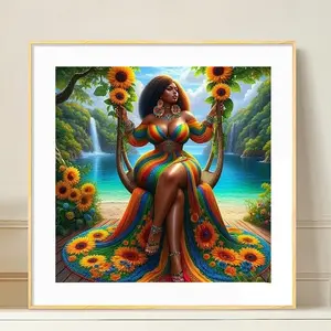 Women Portrait Tree Flower Scenery Diamond Painting Kits Without Frame,Full Round Diamond Mosaic With Tools Home Bedroom Wall Artwork