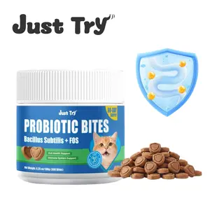 Just Try 300 Bites Probiotic Bites For Cats - With Bacillus Subtilis & FOS, Probiotic Supplement for Gut Health - Chicken Flavor - Cat Supplements 6.35 oz