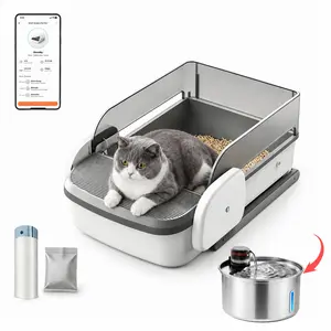 Furlyn Open-Top Automatic Litter Box - Large Size for Multiple Cats, App Control, Odor Control, Splash-Proof Design, Large-Capacity Waste Bin, Free Mid-Year Gift: Cat Water Fountain