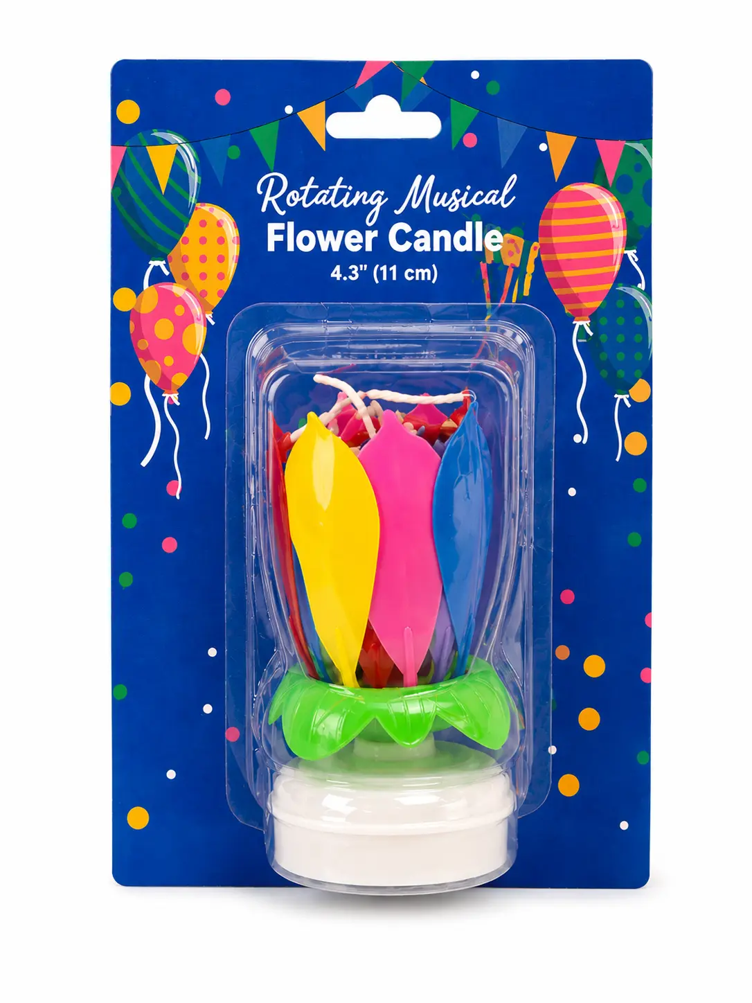 Rotating Flower Birthday Candle with Holder – Colorful Cake Decoration for Birthday Parties