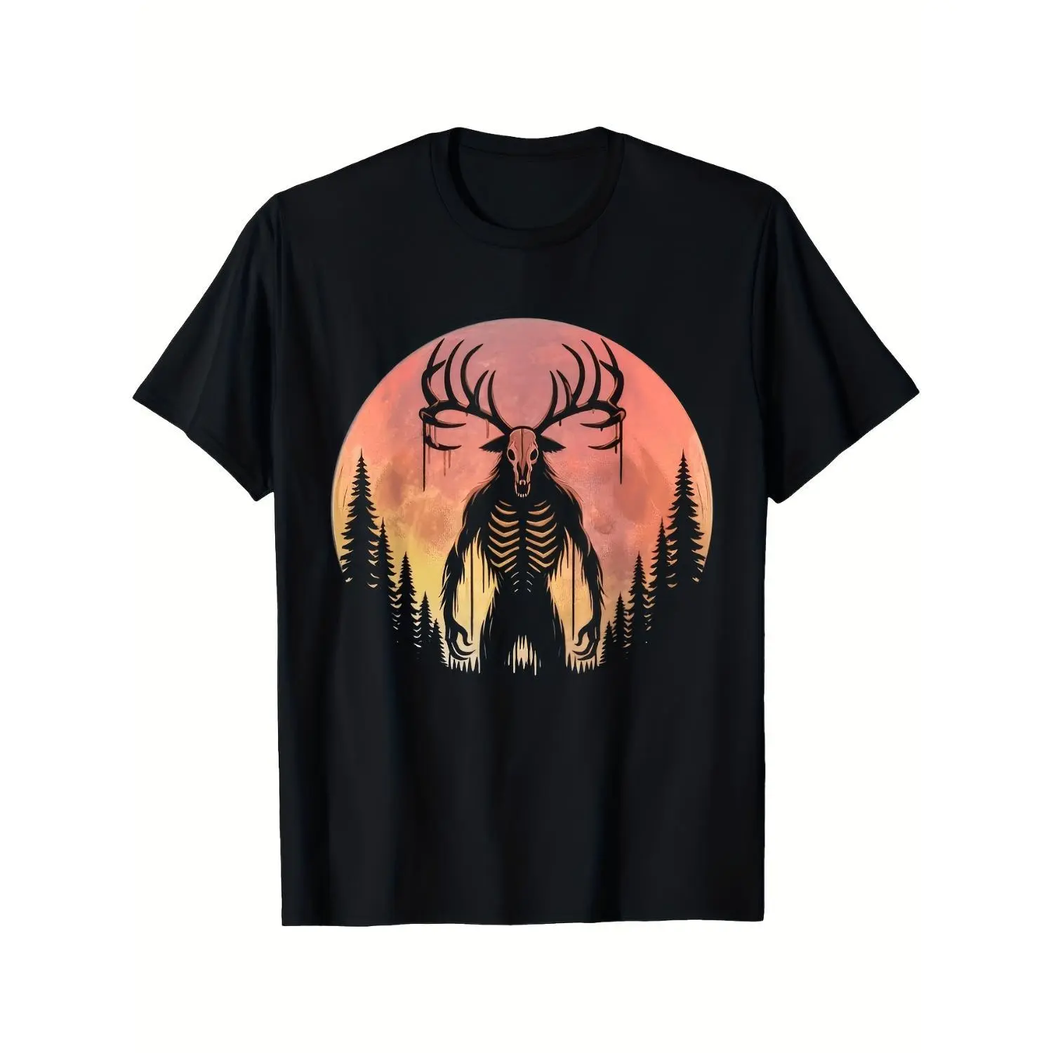 Men's Wendigo Graphic T-Shirt, Retro Cotton Shortsleeve Top with Round Neck, Casual Streetwear for Cryptozoology Fans, Tshirt