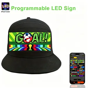 Programmable LED Baseball Cap with Wireless App Control, Smart Light Up Message Hat with DIY Scrolling Text & Animations for EDM Festivals, Raves, Parties and Novelty Gifts - Black