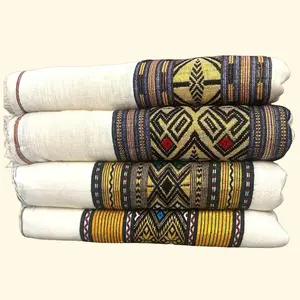 Handmade Cotton Woven Blanket Gabi & Netela - Solid Color, 100% Cotton, 9ft x 7ft, Ethopian Craftsmanship, Warm & Durable, Neutral Cream & Brown Hues