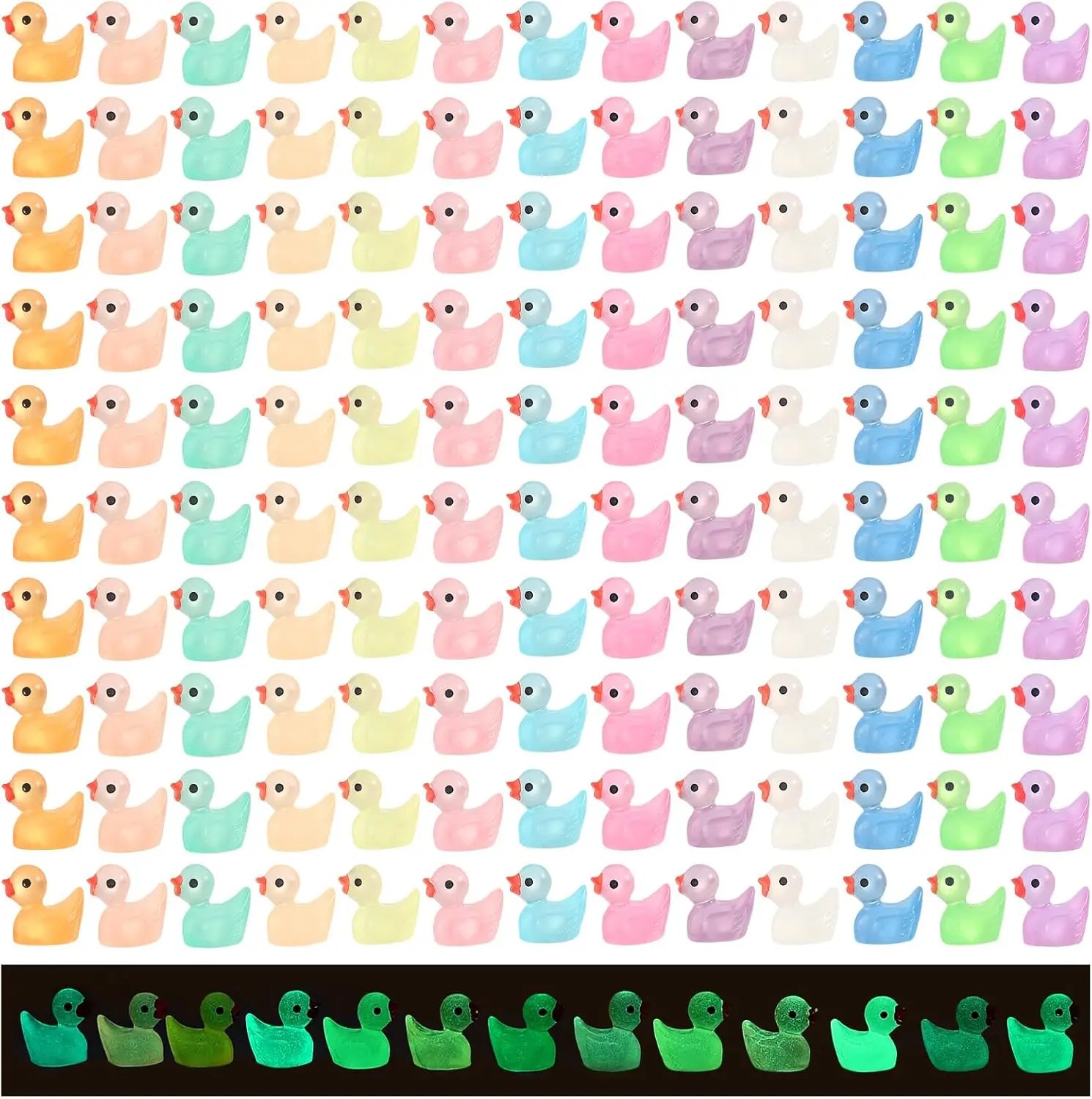 130pcs Luminous Mini Resin Ducks