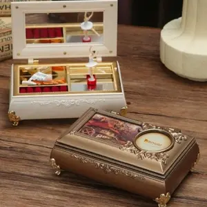 Classical Clockwork Musical Jewelry Box, Elegant Jewelry Organizer, 1 Count Ballerina Themed Musical Jewelry Box, Gift for Wife Girlfriend on Birthday & Christmas & Valentine's Day