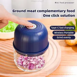 Electric Onion Chopper,  Sharp Blades,Portable Veggie Chopper, Garlic Grinder Masher, Blender to Vegetable, Cordless Food Processor for Ginger, Chili, Fruit, Meat, Spices, Beans, etcASageLiving27