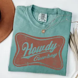 Comfort Colors Howdy Cowboy T-shirt, Howdy Western tshirt, Yee Haw Tee, Cowgirls Shirt, Country Cowboy TShirt, Southern Howdy Shirt, Western Clothes Gift for her Cowgirl