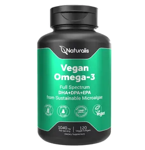 Naturalis Vegan Omega 3 Algae Oil DHA, EPA & DPA from Algae | Vegan Society Certified, Sustainably Sourced, True Full Spectrum (Carrageenan Free)